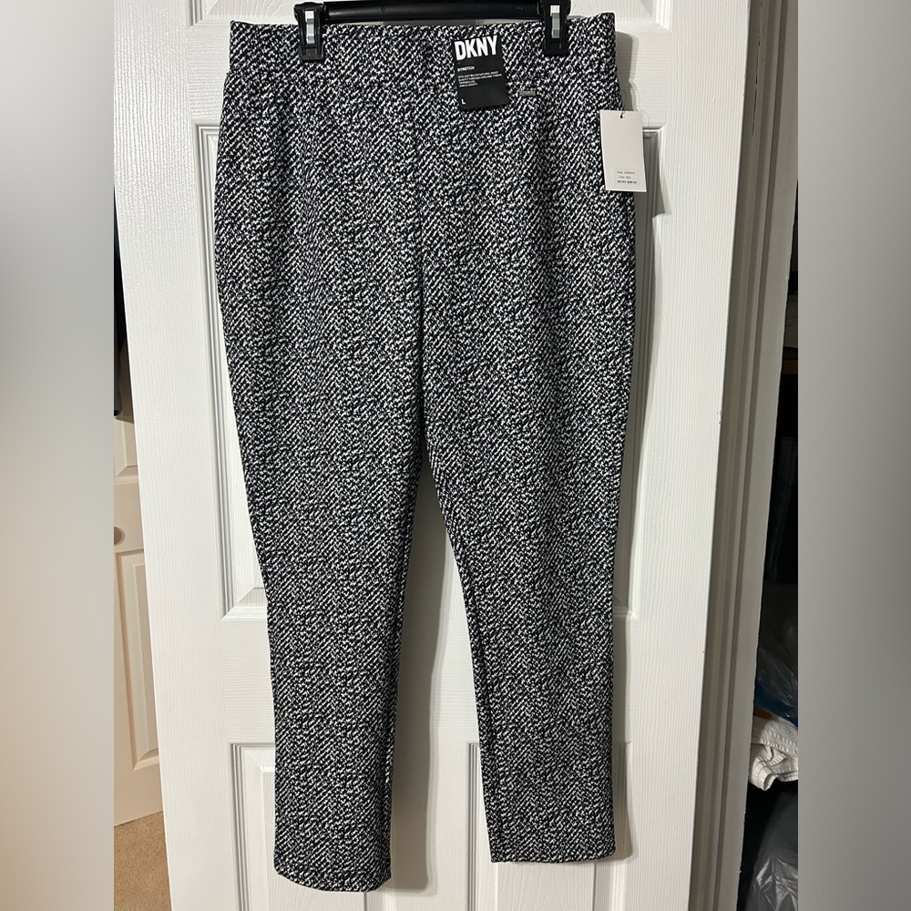 DKNY Black and White Patterned Trousers - Picture 1 of 6